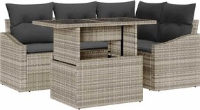 vidaXL Kerti Kanapé Szett párnával 5 pcs Világosszürke polirattan