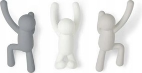 Fali ruhaakasztó előszobai akasztó fehér-szürke 3 db Buddy