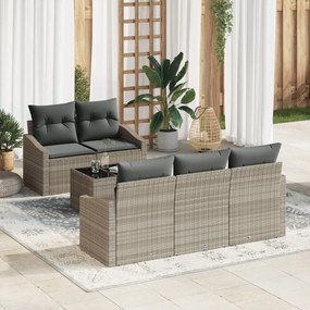 6 részes kerti kanapé szett párnákkal világosszürke rattan