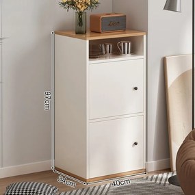 Komód hálószoba nappali bútor 2 ajtós 2 fiókos szekrény 74x85x35 cm fehér FUR1662