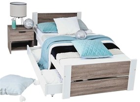 HERMA ágy + matrac + ágyrács AJÁNDÉK, 90x200, trufla/fehér + tárolóhely