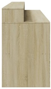 sonoma tölgy színű szerelt fa íróasztal LED-ekkel 200x55x91 cm