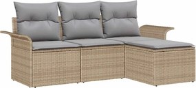 vidaXL Kanapé Szett párnával 4 pcs Bézs polirattan