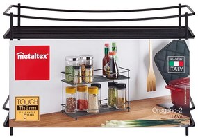 Lava fekete kétszintes fűszertartó polc - Metaltex