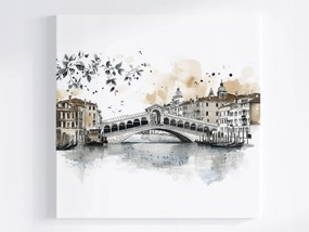 Vászonkép Canvas Város Panoráma Velence Híd Rialto Vázlat 40x40
