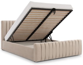 Nicole franciaágy 160x200 tárolóval - bézs Velluto 2 bársony