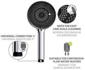 Ezüstszínű rozsdamentes acél zuhanyszett kézi tussal-tolható tartóval 70 cm Softwater – Wenko