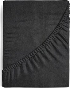 Frotte lepedő fekete 140x200 x 20cm kötött pamut, gumis vastag
