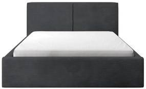 Franciaágy 140 cm Fatime (ágyráccsal) (tárolóhellyel) (sötétszürke + fekete). 1099183