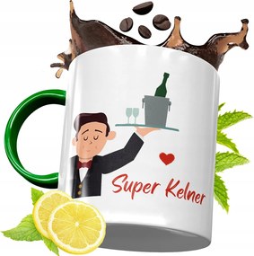 Zöld Bögre Pincérnek Pincérnőnek Ajándék fényképes nyomattal