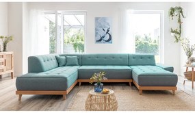 Türkiz kinyitható sarokkanapé (bal oldali-U alakú) Dazzling Daisy – Miuform