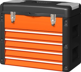 HOMCOM Üres Szerszámtároló, 49,7 x 25,3 x 40,7 cm-es Szerszámosláda 4 Fiókkal, Mini DoBozzal, Felső Tároló Részleggel, Fogantyúval, Acél Szerszámdoboz