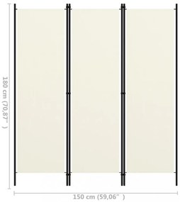 fehér 3 paneles paraván 150 x 180 cm