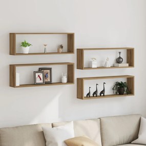 Fali Polcok 4 db Kézműves Tölgy 80x15x26 cm Mérnöki Fa