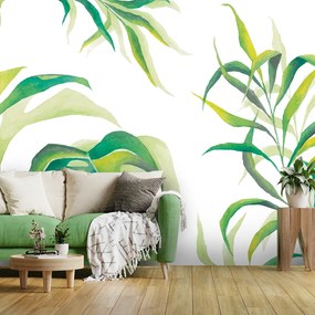 Gario Fotótapéta Monstera levelek fehér alapon Anyag: Vlies, Méret: 100 x 70 cm