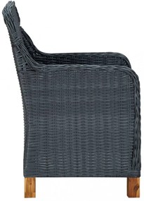 2 db sötétszürke polyrattan kerti szék párnával