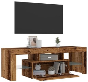 antik fa színű szerelt fa TV-szekrény LED-ekkel 120x36,5x40 cm