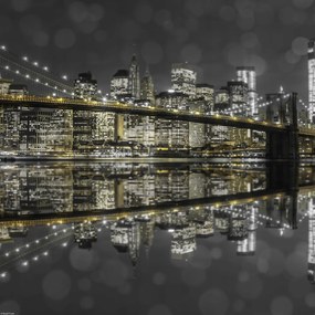 Poszter 40x40cm Brooklyn híd és Alsó-Manhattan panoráma alkonyatkor 2