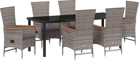 vidaXL Kert étkező szett párnával 7 pcs Szürke Porszórt acél