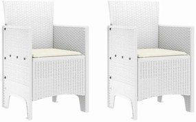 vidaXL Kerti Szék párnával 2 pcs Fehér 53 x 49 x 85 cm Polipropilén