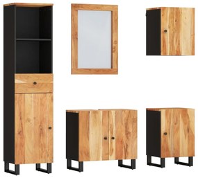 vidaXL 5 részes tömör akácfa fürdőszobai bútorgarnitúra