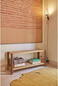 Téglavörös-világos natúr színű polcos állvány tölgyfa dekorral 126x59x43 cm Bona – Teulat