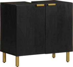 vidaXL fekete szerelt fa fürdőszobai mosdószekrény 62 x 33 x 58 cm