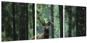 Kép - Szarvas egy mély erdőben (órával) (90x30 cm)