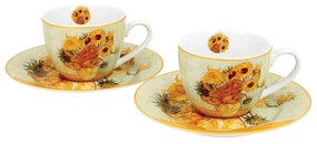 Porcelán eszpresszó kávés csésze szett 2 db Van Gogh Napraforgók