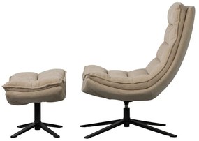 Natúr színű forgó zsenília fotel lábtartóval Kube – WOOOD