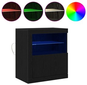 LED világítással ellátott komód Fekete Tölgy 60,5x37x67 cm