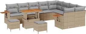 vidaXL Kerti Kanapé Szett 13 pcs Beige és Világosszürke polirattan