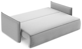 Világosszürke bársony kinyitható-tárolóhelyes kanapé 225 cm Hula – Makamii