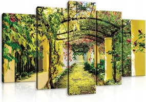 Vászonkép 100x60 Zöld sikátor ív kert nyár virágok alagút árnyék nyugalom természet