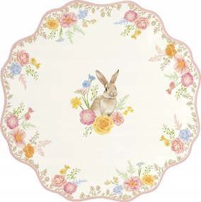 Porcelán tányér 20 cm mély – húsvéti nyuszi és virág motívummal