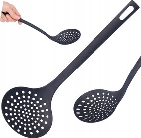 Hableszedő Kanál Cédrusfa gombócokhoz műanyag fekete konyhai 30cm