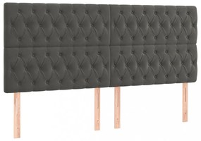 sötétszürke bársony rugós és LED-es ágy matraccal 200x200 cm