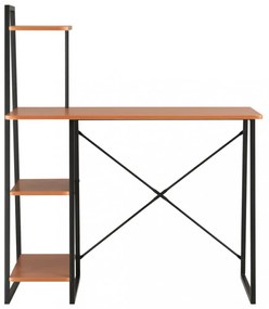 fekete és barna íróasztal polcrendszerrel 102 x 50 x 117 cm