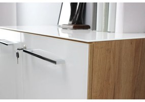 Fehér-natúr színű szekrény tölgyfa dekorral 80x120 cm Monteria – Germania