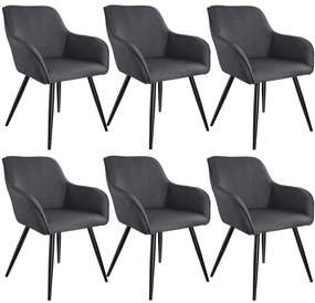 tectake 404088 6 marilyn vászon kinézetű szék - sötétszürke-fekete