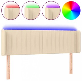 krémszínű szövet LED-es fejtámla 147 x 16 x 78/88 cm