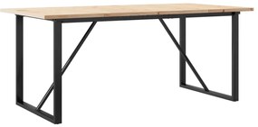 tömör fenyőfa és öntöttvas étkezőasztal O-vázzal 180x90x75,5 cm