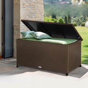RICCO polyrattan tárolódoboz, 117 x 53 x 60cm, barna Casaria