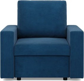 Zeus fotel, egyenes kartámasz, kordbársony, hab töltet, kék