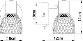 Globo 54809-1 Spot, nikkel matt, króm, kapcsolóval, WxH:80x120, OH:120, Foglalat típusa:1xE14 40W 230V