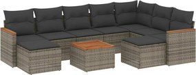 vidaXL 10 részes szürke polyrattan kerti ülőgarnitúra párnákkal