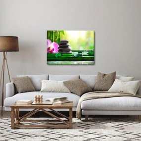 Kép a masszázs kövek és orchideák a vízen (70x50 cm)