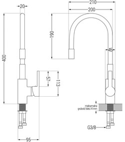 Mexen FLEX - Magas csap / mosogató, fehér / króm, 670900-02