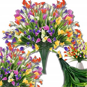 Mesterséges Virágok színes liliom dekoráció 5x Csokor Ág Kála Váza