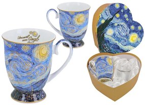 Porcelán bögre szett Van Gogh Csillagos éj szív dobozban